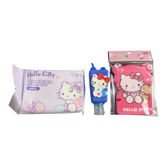 Other - Hello Kitty Bundle Mirror + Hand Sanitizer Holder + Wipes